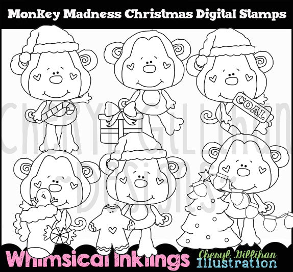 Monkey Madness...Christmas - Digital Stamps