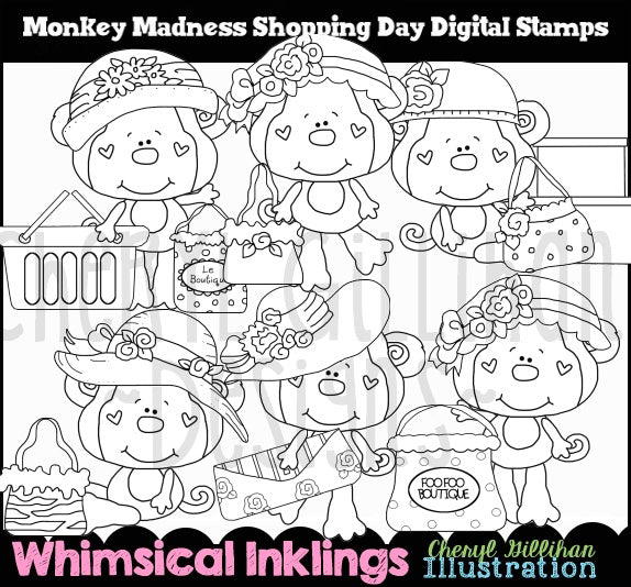Monkey Madness...Shopping Day - Digital Stamps