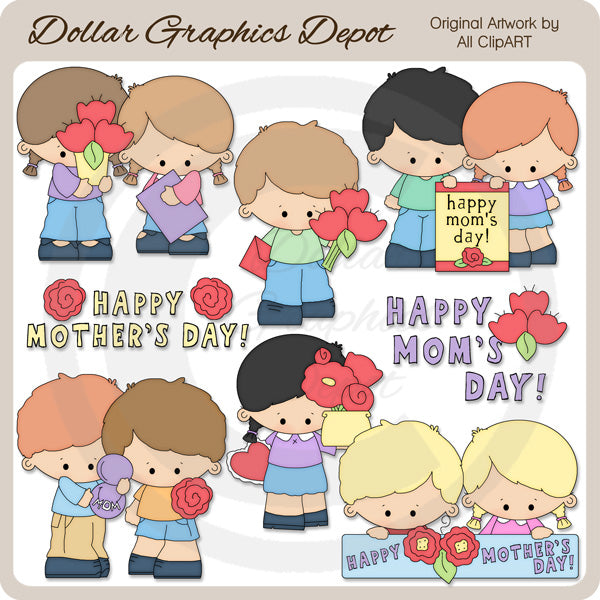 Mother's Day Kids 1 - Clip Art