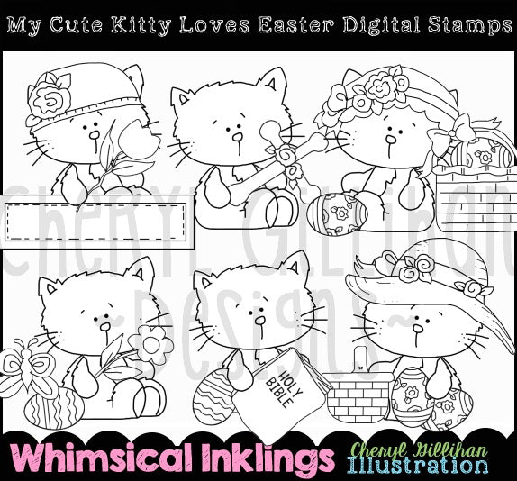 My Cute Kitty Loves Easter...Digital Stamps