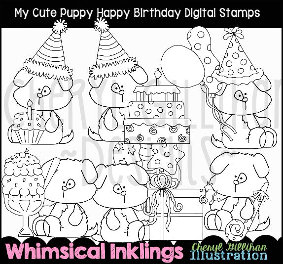 My Cute Puppy...Happy Birthday...Digital Stamps