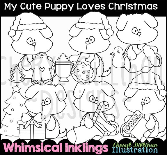 My Cute Puppy...Loves Christmas...Digital Stamps