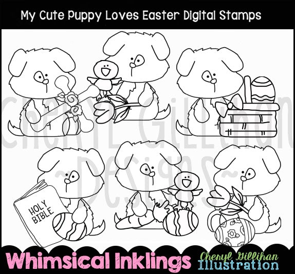 Il mio simpatico cucciolo... ama la Pasqua... francobolli digitali