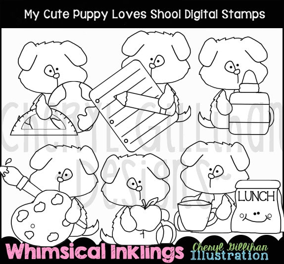 My Cute Puppy...Loves School...Digital Stamps