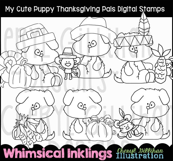 My Cute Puppy...Thanksgiving Pals...Digital Stamps