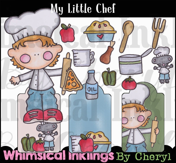 Mi pequeño chef... Colección de gráficos coloreados a mano