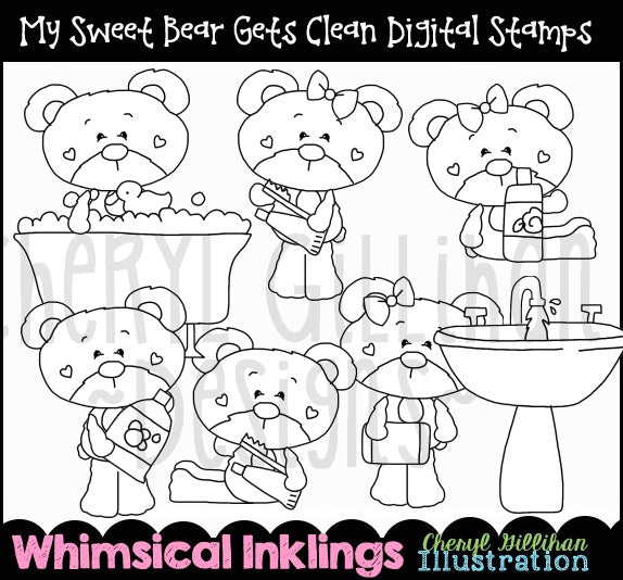 My Sweet Bear_Gets Clean...Digital Stamps