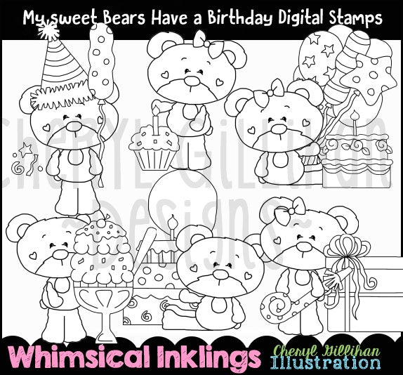 Il mio dolce orsetto_ha un compleanno...timbri digitali