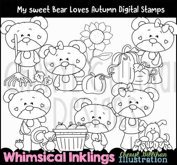 Il mio dolce orsetto ama l'autunno...timbri digitali