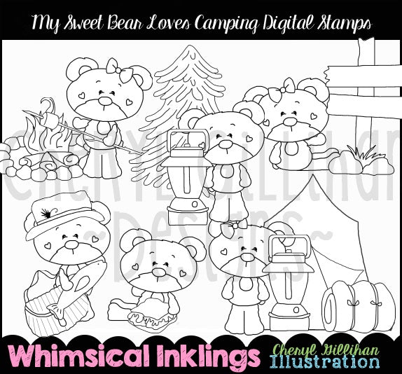My Sweet Bear_Loves Camping...Digital Stamps