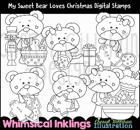 Il mio dolce orsetto ama il Natale...timbri digitali