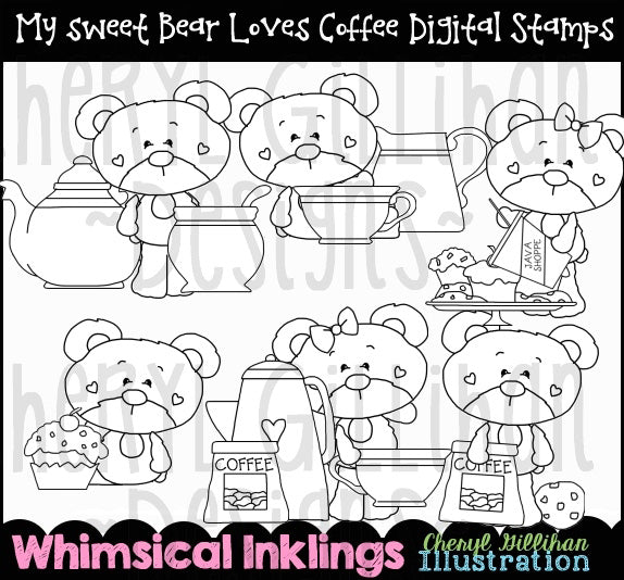 My Sweet Bear_Loves Coffee...Digital Stamps
