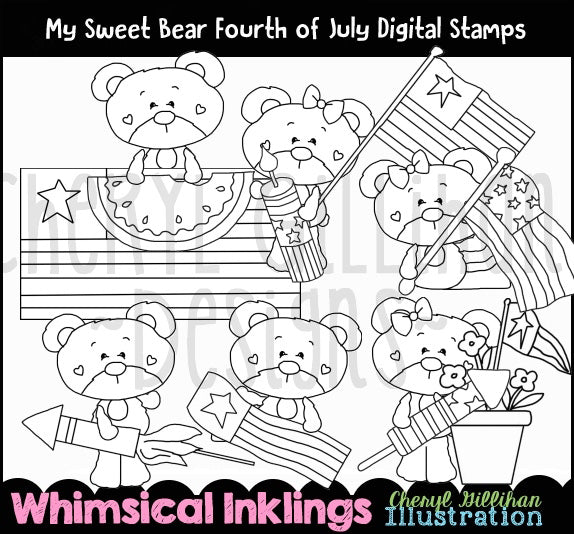 My Sweet Bear_Loves 4th Of July...Digital Stamps