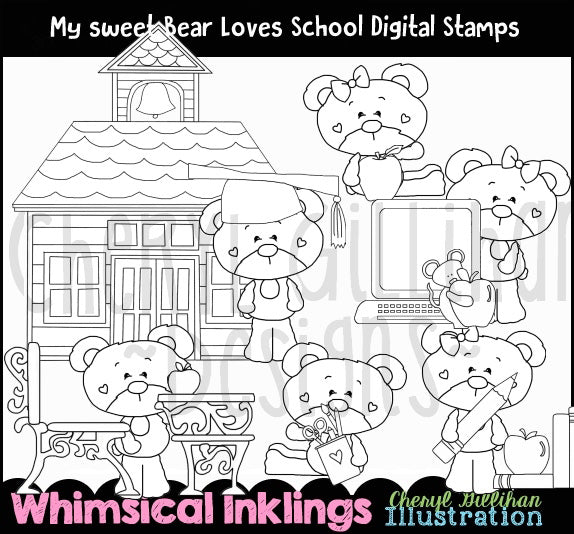 My Sweet Bear_Loves School...Digital Stamps