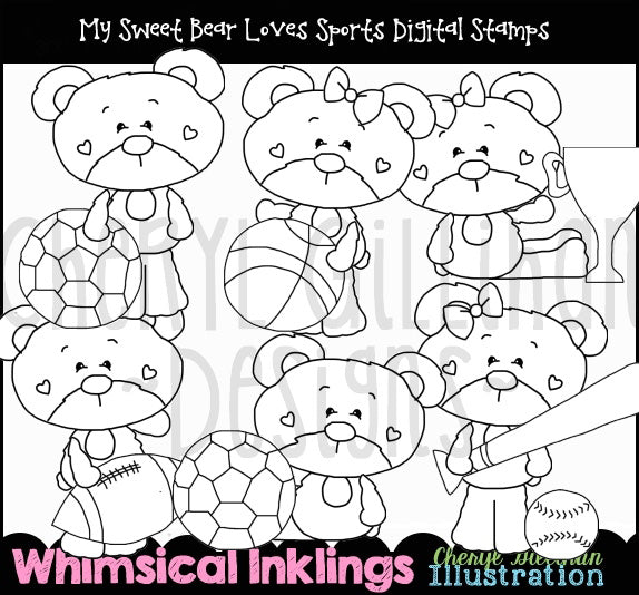 My Sweet Bear_Loves Sports...Digital Stamps