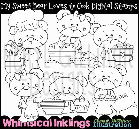 My Sweet Bear_Loves To Cook...Digital Stamps