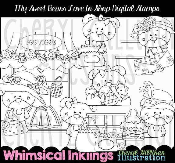 My Sweet Bear_Loves To Shop...Digital Stamps