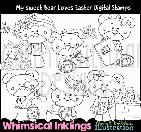 Il mio dolce orsetto ama la Pasqua...timbri digitali