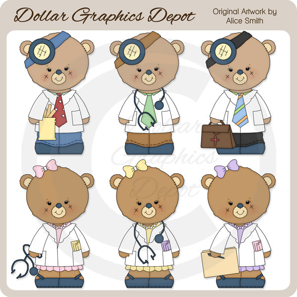 Occupation Bears - Doctors - Clip Art - DCS Exclusive