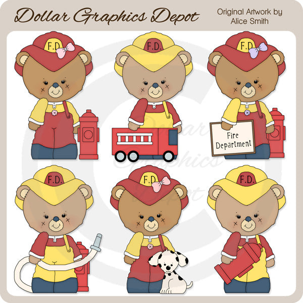 Occupation Bears - Firefighters - Clip Art - DCS Exclusive