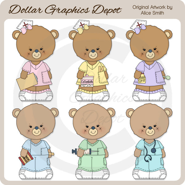 Osos de Ocupación - Enfermeras - Clipart - Exclusivo de DCS