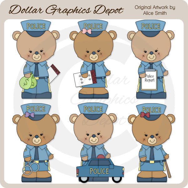 Occupation Bears - Police Officers - Clip Art - DCS Exclusive