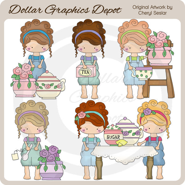 Fiesta del té de Olivia - Clipart