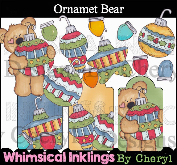 Ornament Bear...Hand Colored Graphic Collection