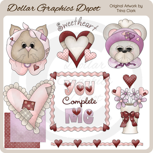 Patchwork Sweethearts - Clip Art