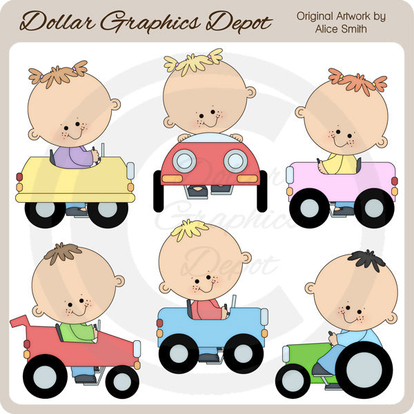Pedal Car Toddlers - Clip Art - DCS Exclusive