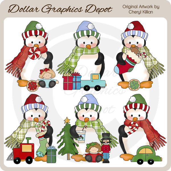 Penguin Cuties - Mañana de Navidad - Clipart