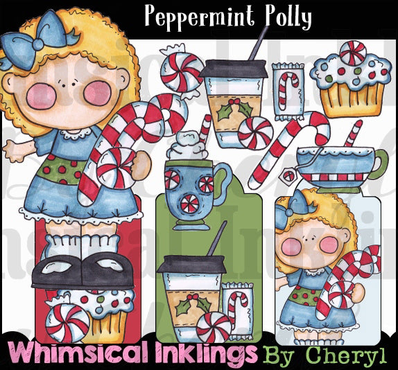 Peppermint Polly... Collezione grafica colorata a mano