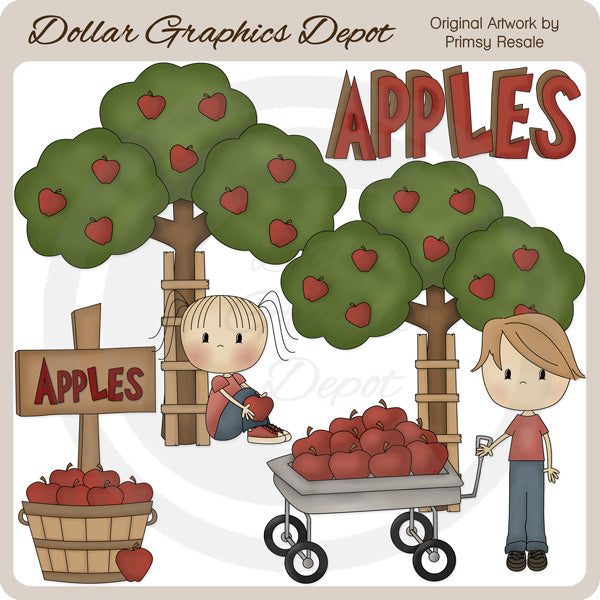 Picking Apples - Clip Art