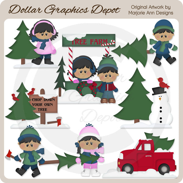 Picking Out The Perfect Tree 2 - Clip Art