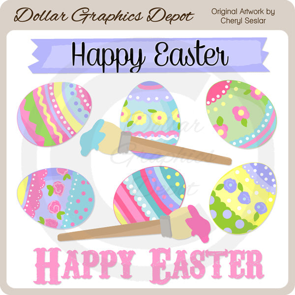 Pretty Easter Eggs - Clip Art