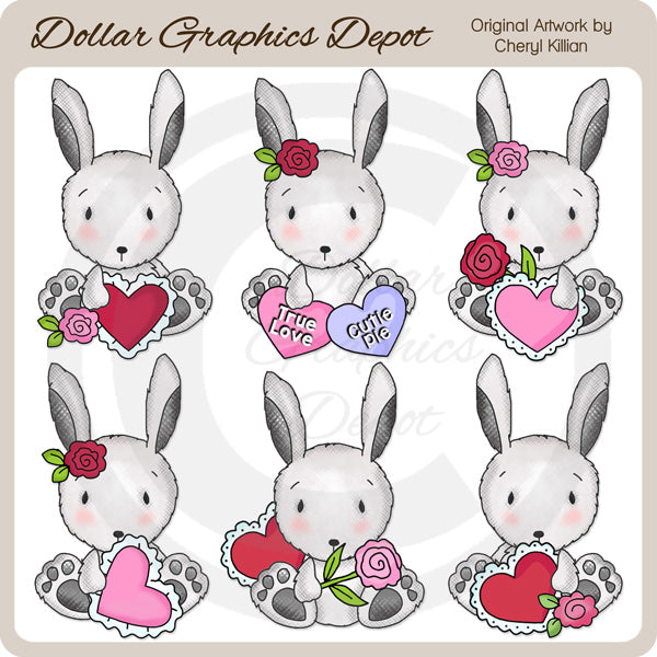Pretty Valentine Bunny - Clip Art