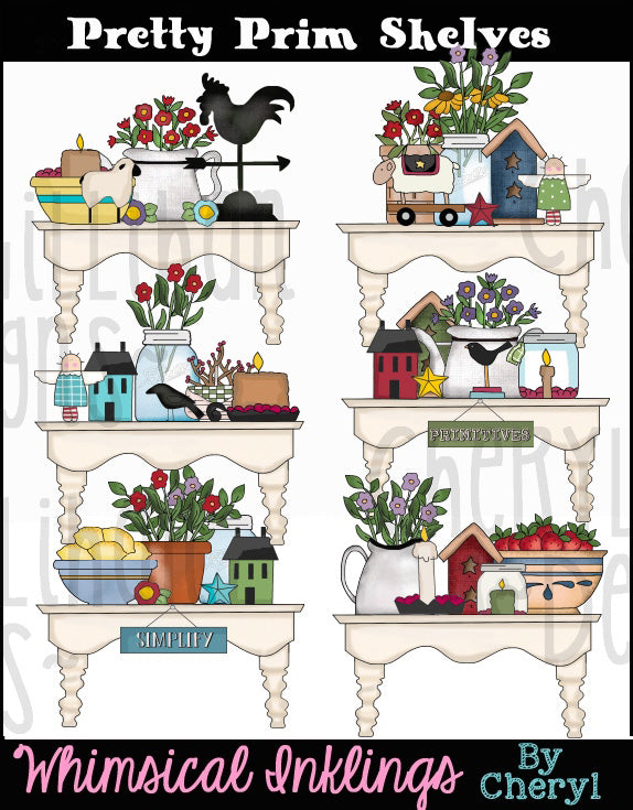 Pretty Prim Shelves...Set of 6...Graphic Collection