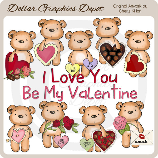 Pudgy Bear - Be Mine - Clip Art - DCS Exclusive