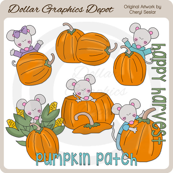 Pumpkin Patch Mice - Clip Art