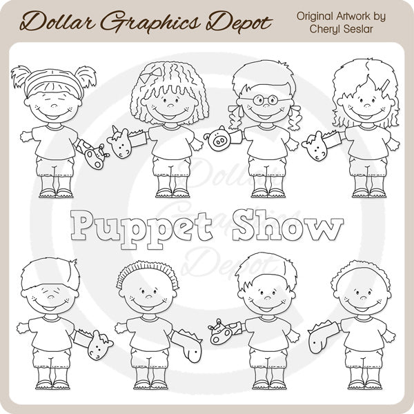 Puppet Show Kids - Digital Stamps