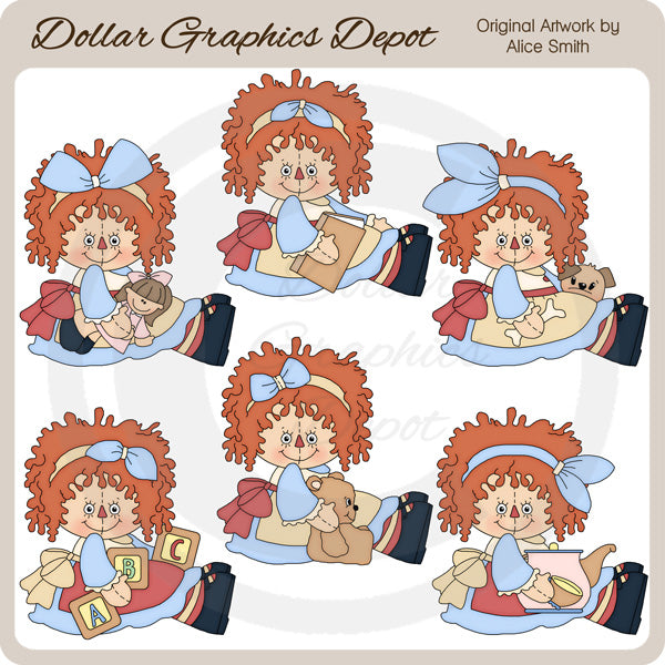 Raggedy Playtime - Clip Art - DCS Exclusive