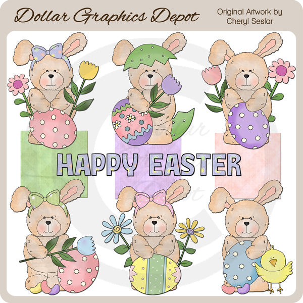 Raggedy Rabbit - Easter - Clip Art