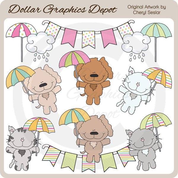 Raining Cats and Dogs - Clip Art