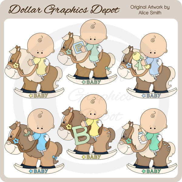 Rocking Horse Baby Boys - Clip Art - DCS Exclusive