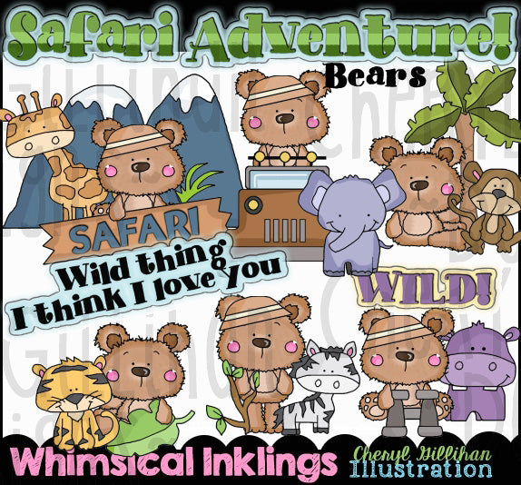 Orsi di Safari Adventure... Clipart grafica