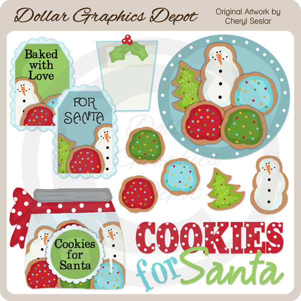 Santa Loves Cookies - Clip Art