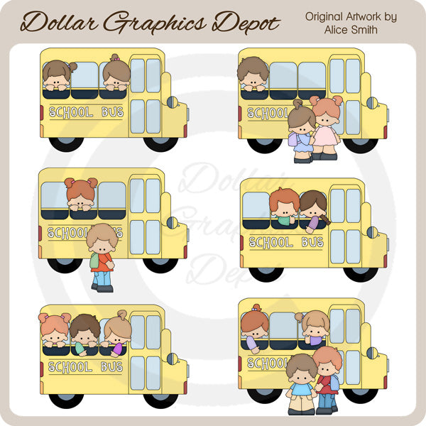 School Bus Friends - Clip Art - DCS Exclusive