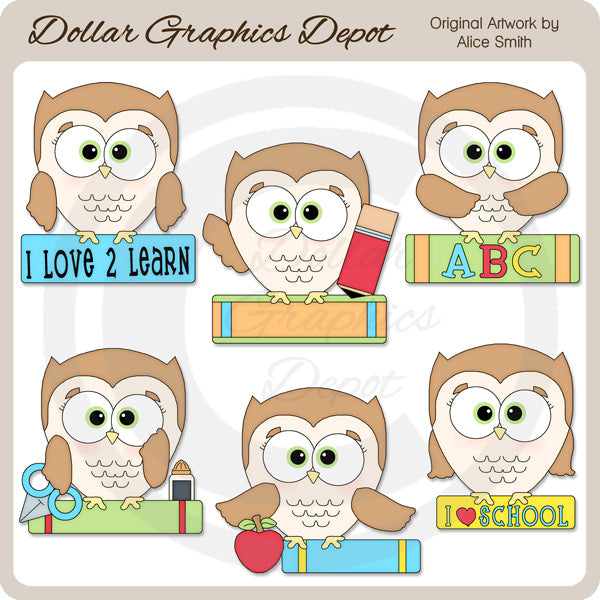 School Owls 1 - Clip Art