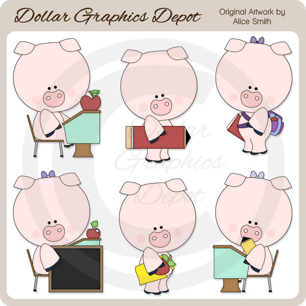 School Piggies - Clip Art