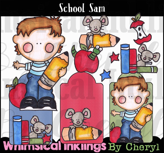 School Sam...Collezione grafica colorata a mano